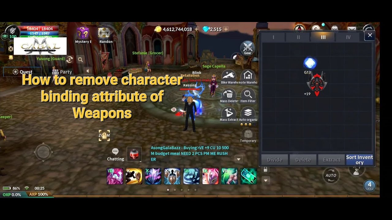 Cabal Mobile - How to remove character binding of weapon | Sirius Unbinding Stone #cabalmobileph