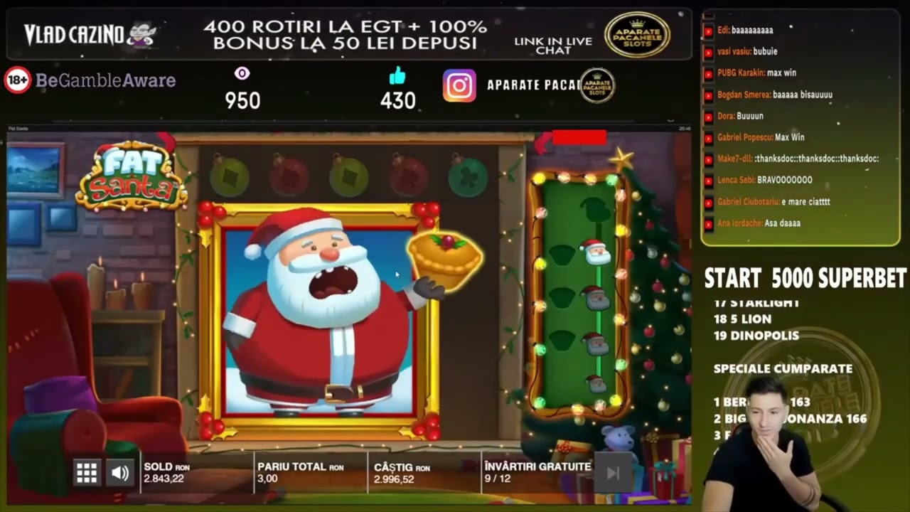 PRIMUL BIG WIN A LUI SOCIU LA FAT SANTA!  #Aparate #Pacanele #Slots #bigwin #live