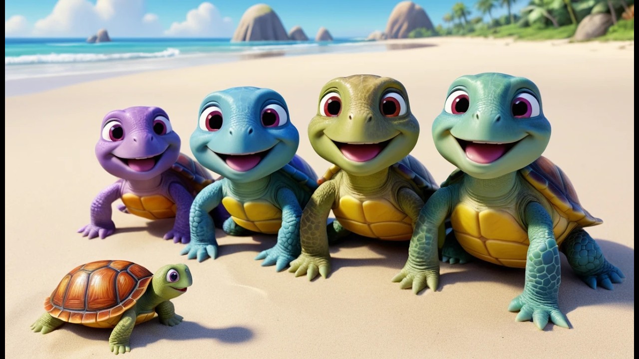 Five Little Baby Turtles Crawl Crawl Crawl | Counting & Ocean Songs for Kids