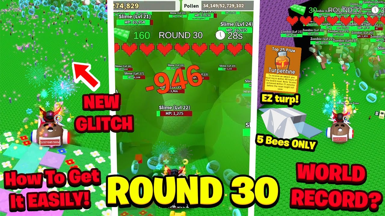 How I Got ROUND 30 In Retro Swarm Challenge! (new glitch + turpentines FAST) (Bee Swarm Simulator)