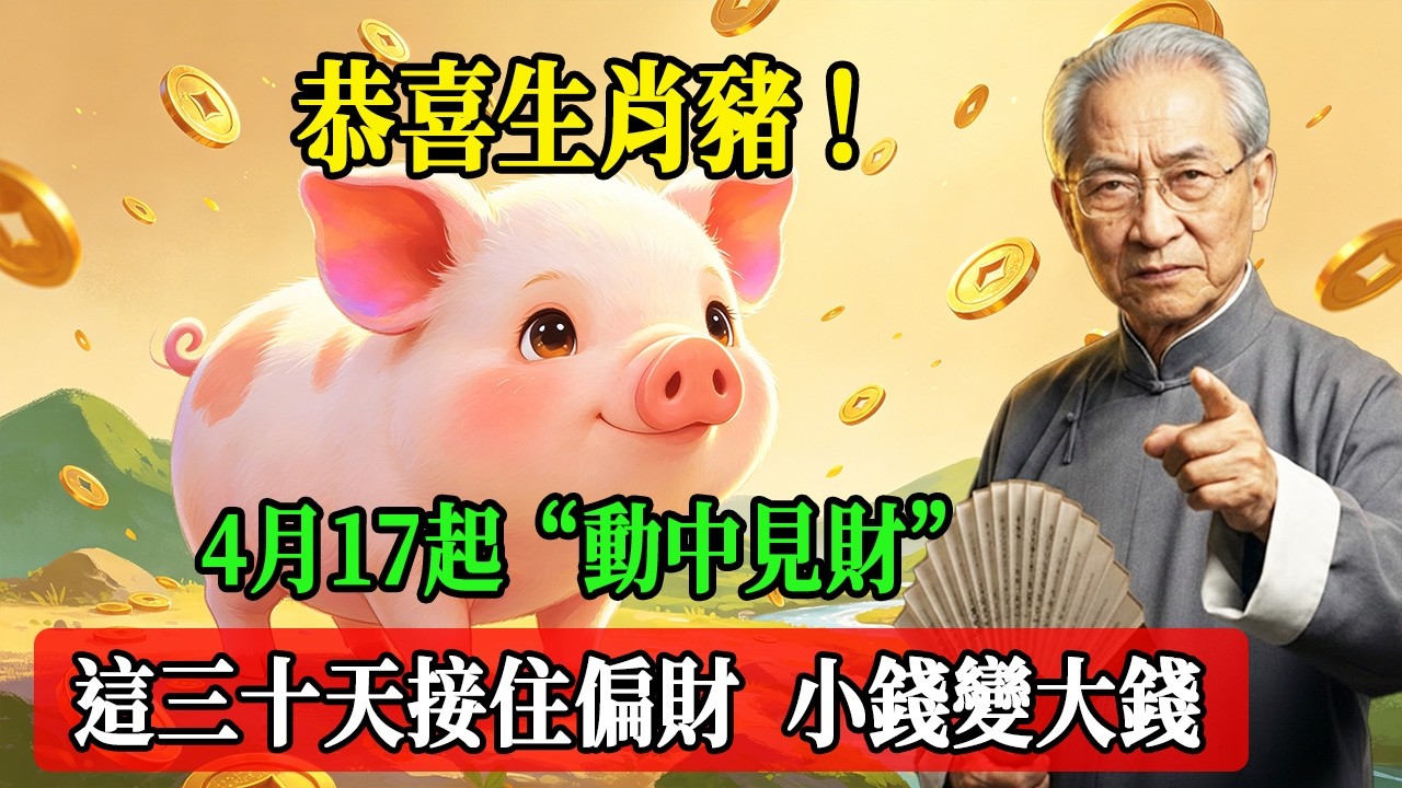 恭喜生肖豬！2026年4月17起&ldquo;動中見財&rdquo;，這三十天接住偏財，小錢變大錢！#南懷瑾  #國學 #易經 #開運 #招財#風水 #2026運勢#屬相 #生肖運勢#生肖命理