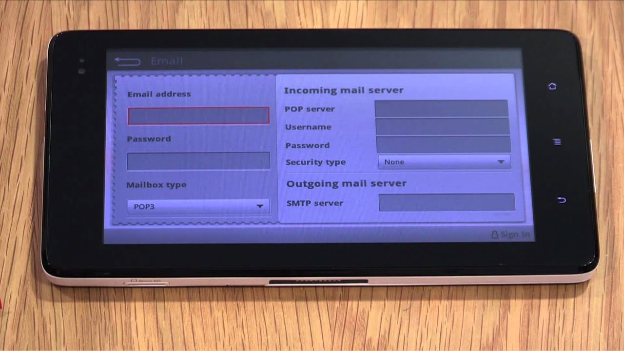 Setting up email on the Huawei Ideos S7