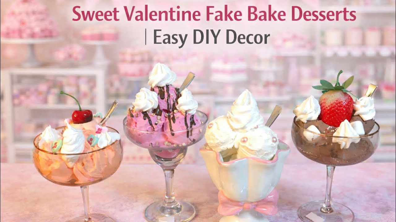 Sweet Valentine Fake Bake Ice Cream Sundaes | Easy DIY Decor