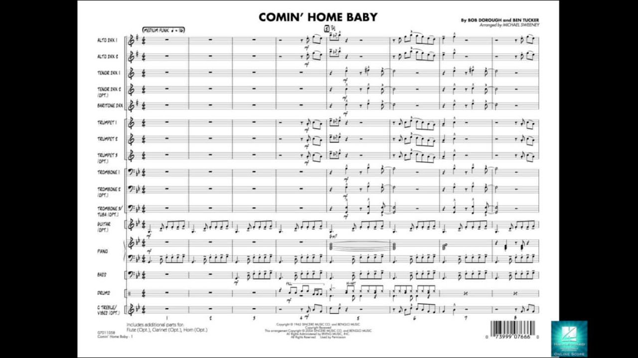 Comin' Home Baby arranged by Michael Sweeney