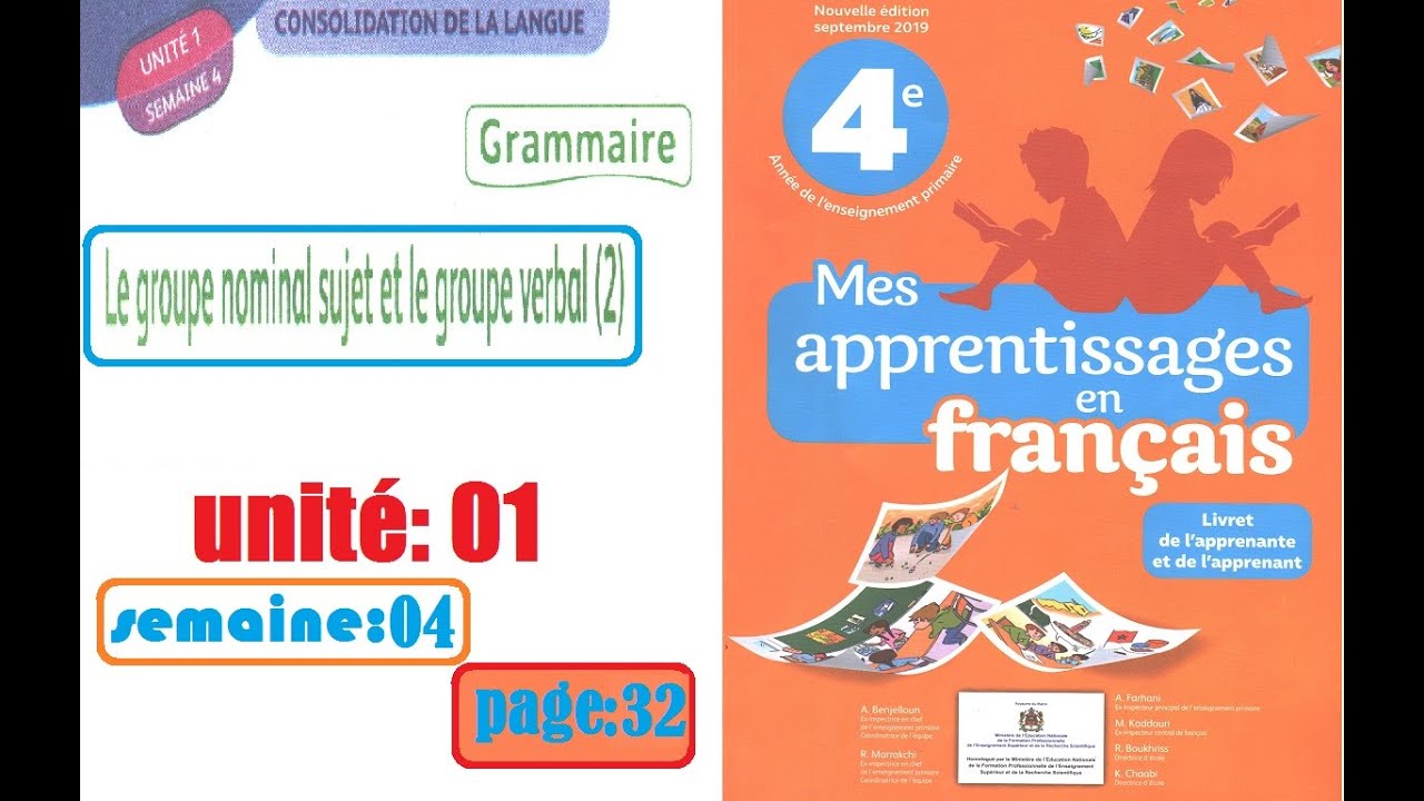 4 AEP mes apprentissages en français page 32 grammaire et conjugaison 2