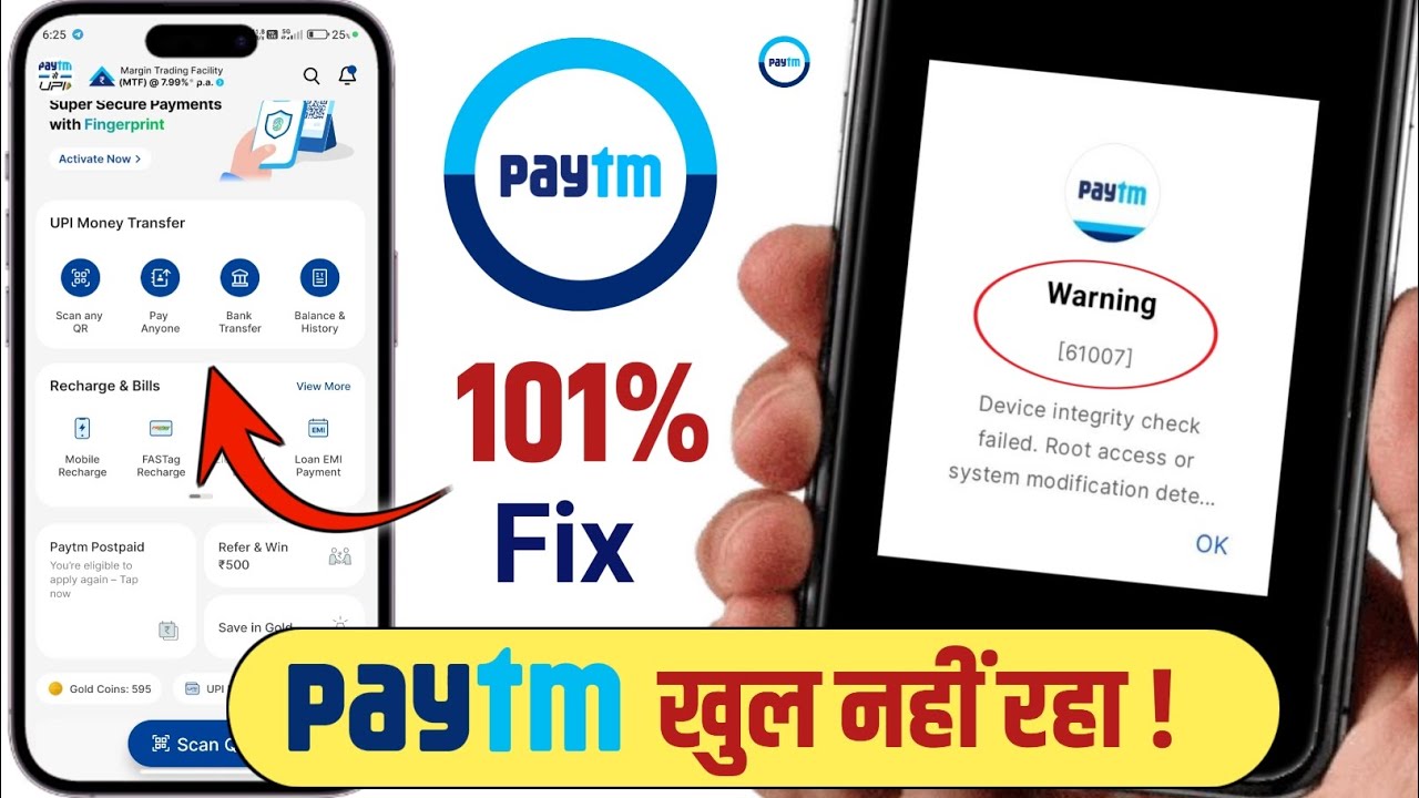 Paytm Device Integrity Check Failed Fix 2026 | Warning 61007 Problem Solve | Paytm Not Opening