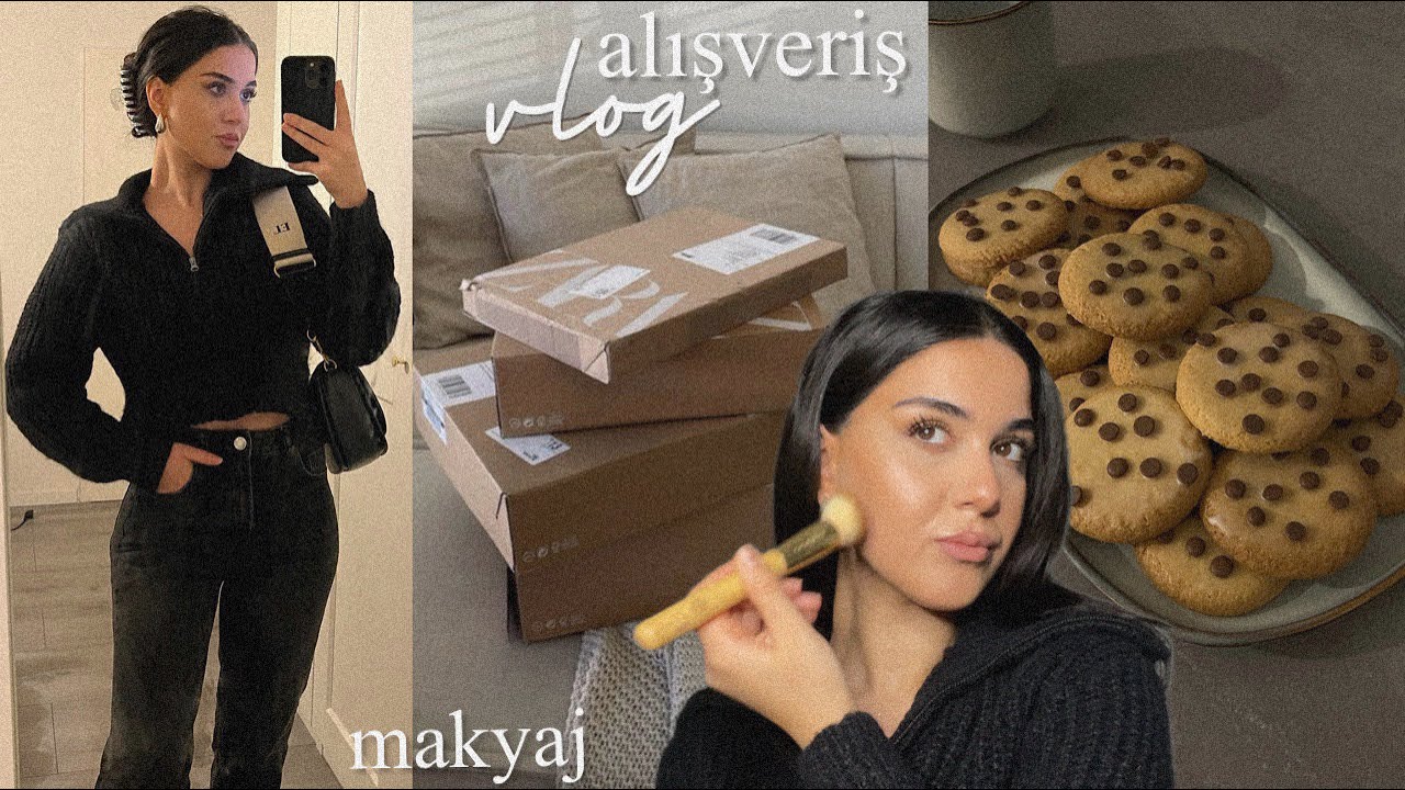 DENEMELİ ALIŞVERİŞ VLOG I günlük makyajım, benimle hazırlanın, noel kurabiyesi tarifi