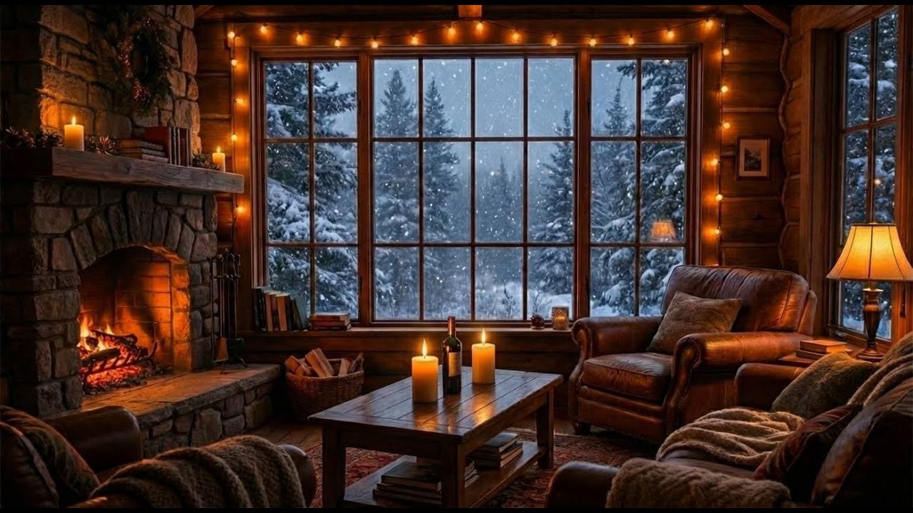 🎙️ Vintage Smooth Jazz Vocal by the Fireplace 🔥 | Cozy Winter Night Jazz & Crackling Fire Sounds[4K]