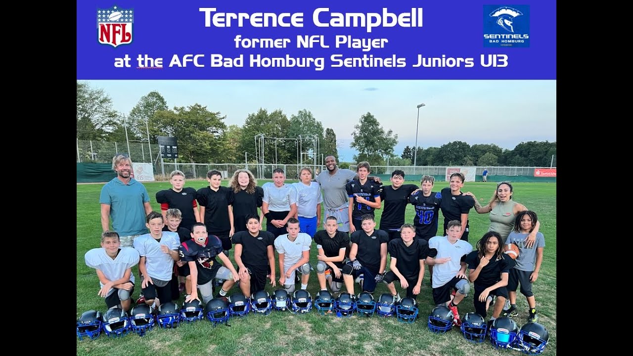 Former NFL-Player Terrence Campbell at AFC Bad Homburg Sentinels U13