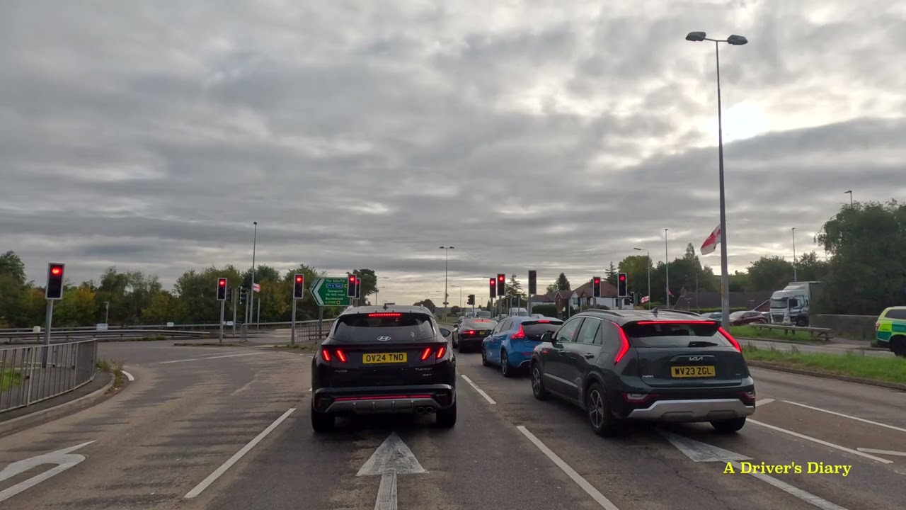 Scenic Drive Watling Street A5 East From Cannock Gateway Retail Park Joining A38 East in 4K