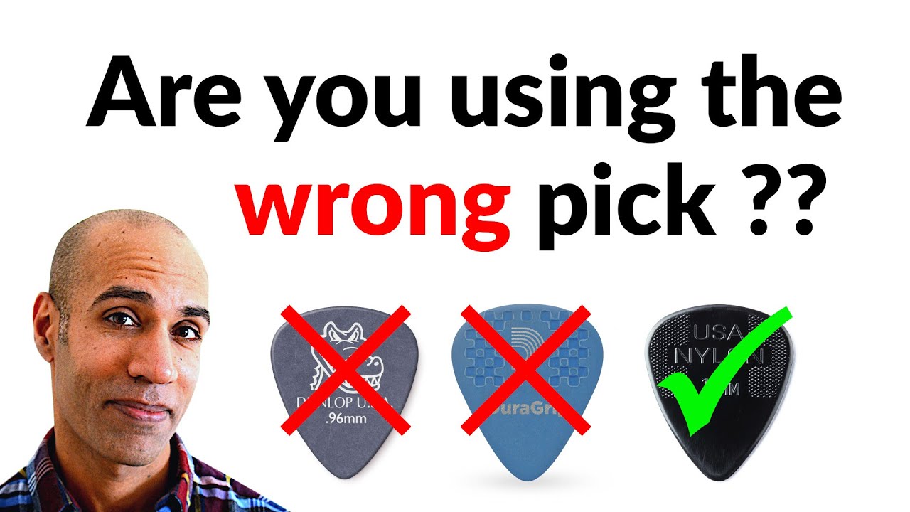 8 picks compared: D'Addario Duralin, DuraGrip, Dunlop Nylon, Celluloid, Tortex, Ultex, Gator Grip