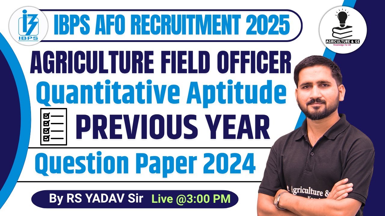 IBPS AFO Prelims Previous Year Paper 2024 - Maths (Quantitative Aptitude) | IBPS AFO Exam 2025
