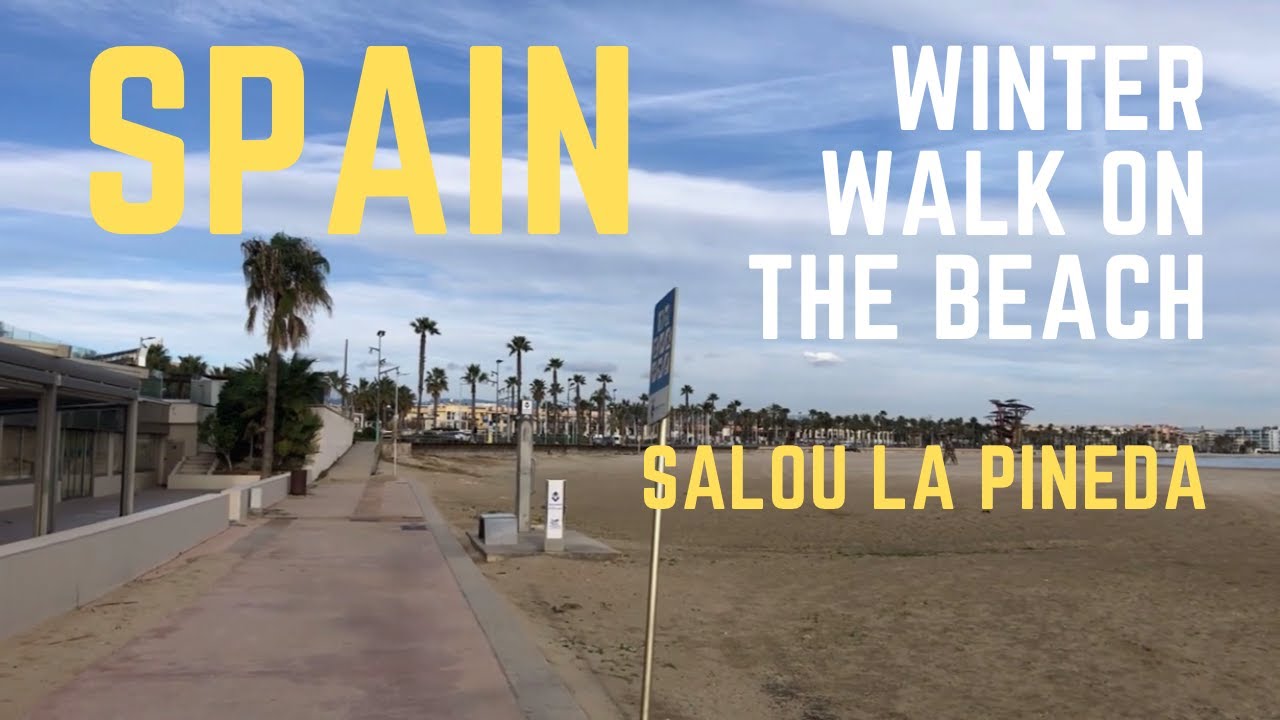Spain 🇪🇸 Salou, La Pineda Winter Morning Walk on the Beach