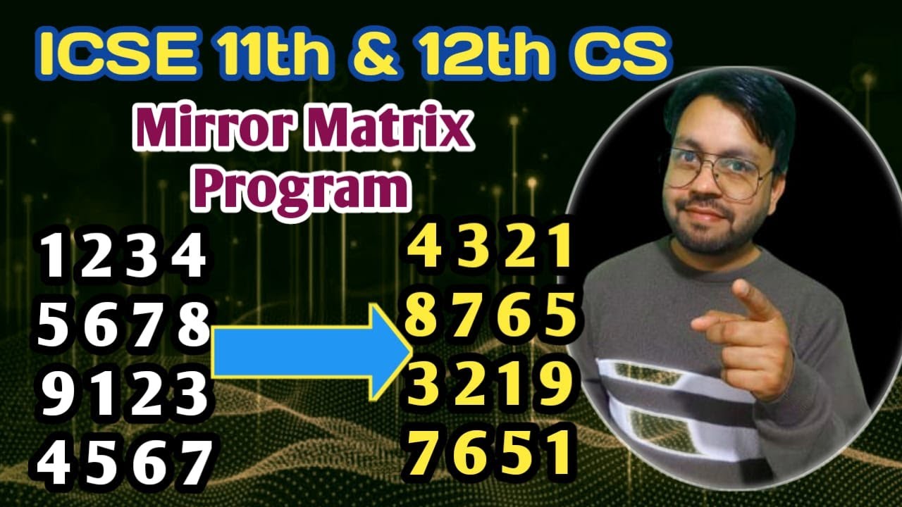 Mirror Matrix Program in java for ISC 11th & 12th Computer Science by YP Computer