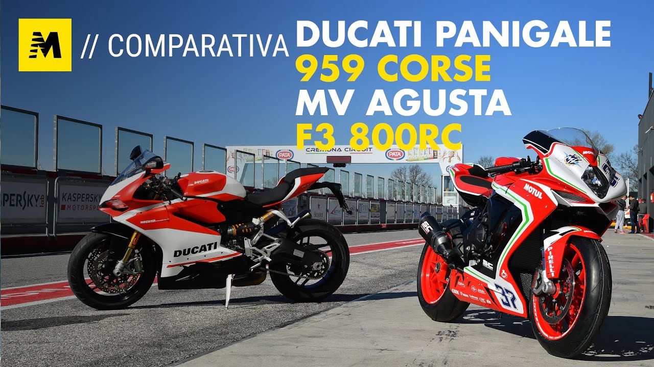 Ducati Panigale 959 Corse vs MV Agusta F3 800 RC. COMPARATIVA IN PISTA [English sub]