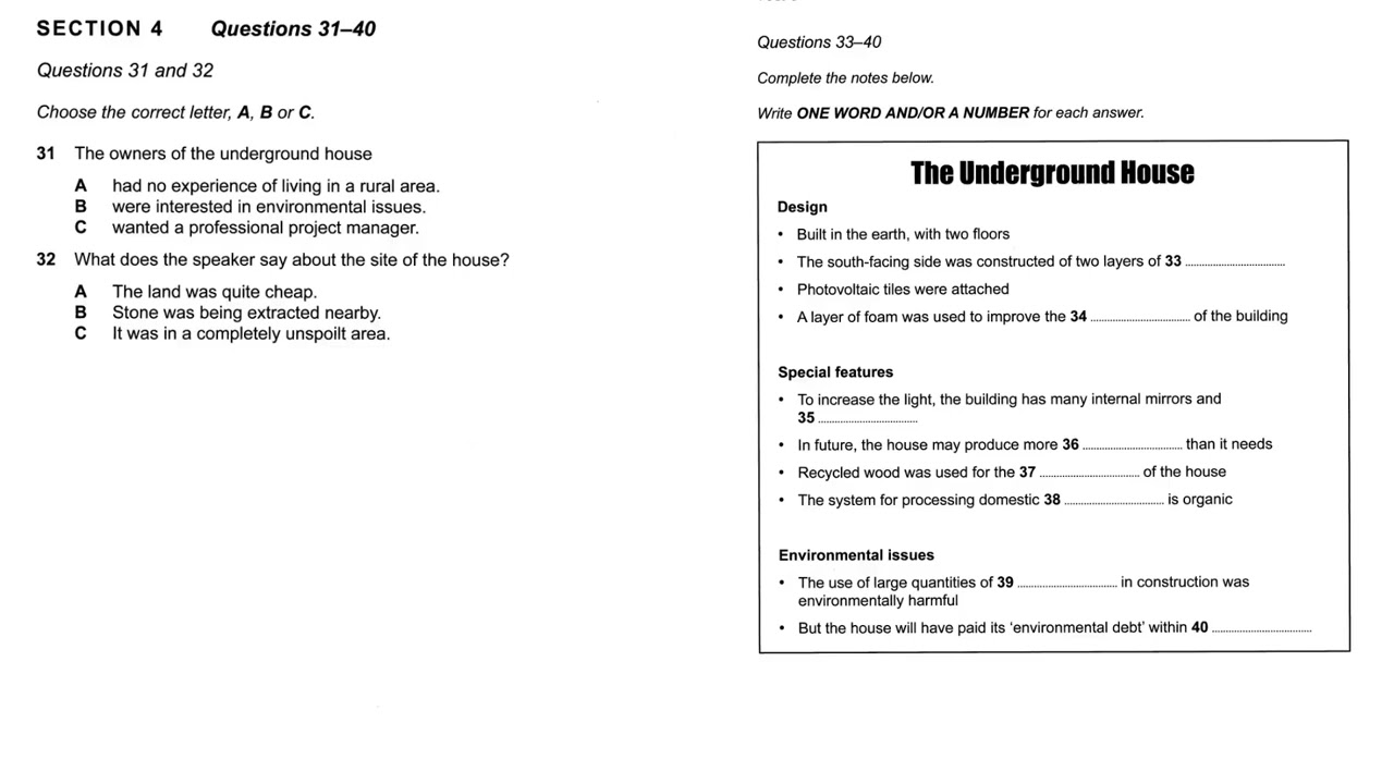 The Underground House | IELTS LISTENING TEST | SECTION-4