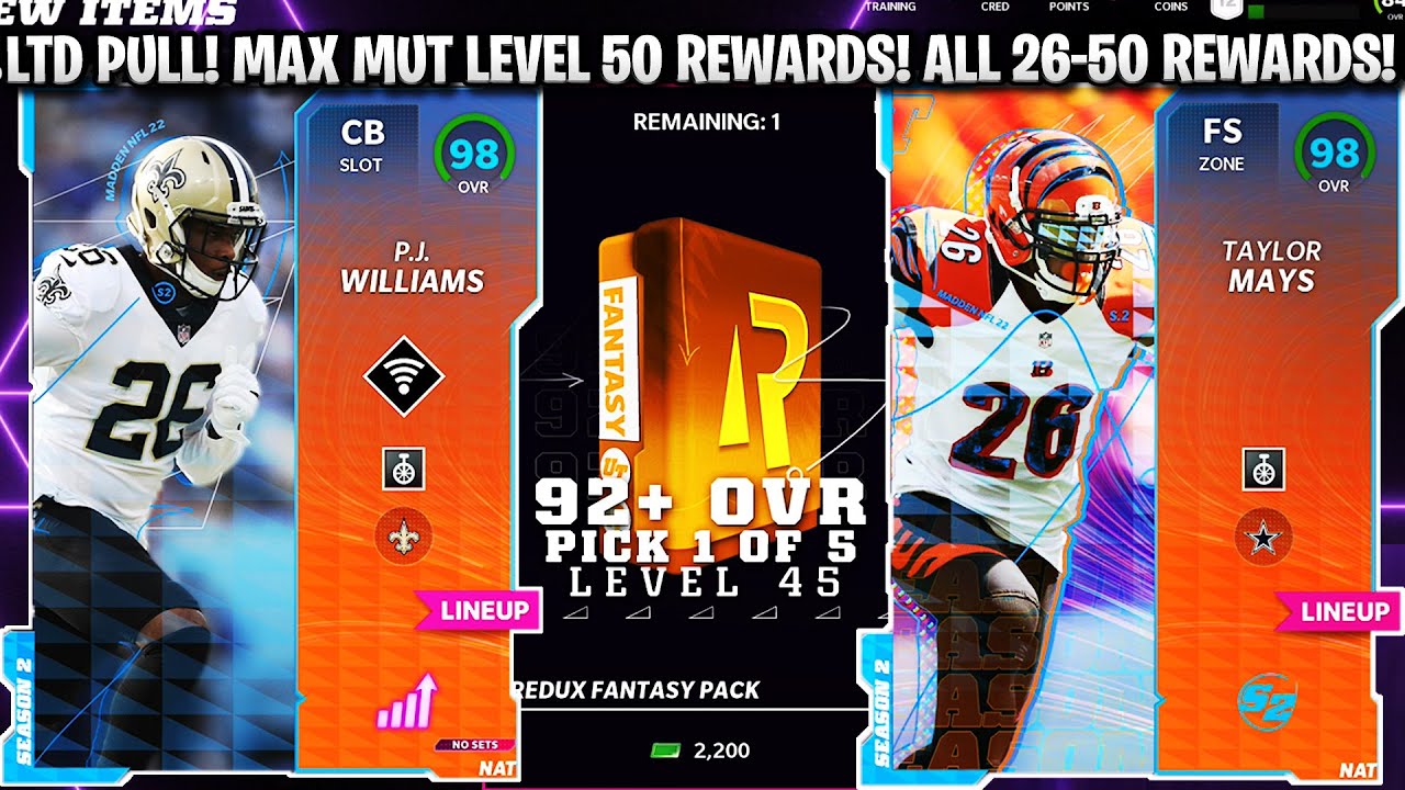 LTD PULL! MAX MUT LEVEL 50 REWARDS! ALL MUT LEVEL 26-50 REWARDS! | MADDEN 22 ULTIMATE TEAM