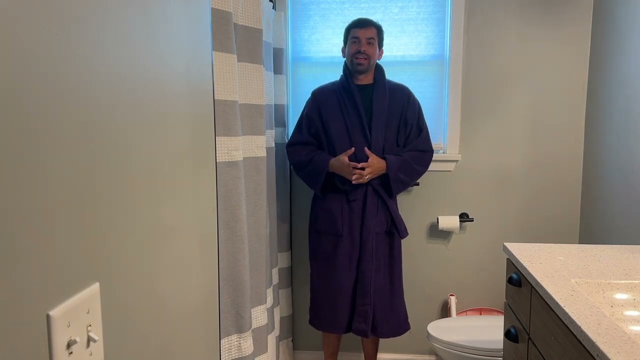 Men's Robe,Pure Cotton Robe for Men,Absorbent Bathrobe,Luxurious Terry Cloth Bathrobe Shawl Collar