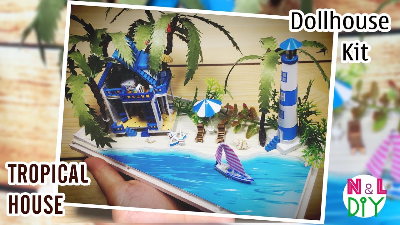 DIY Miniature Dollhouse Kit Tropical Beach House
