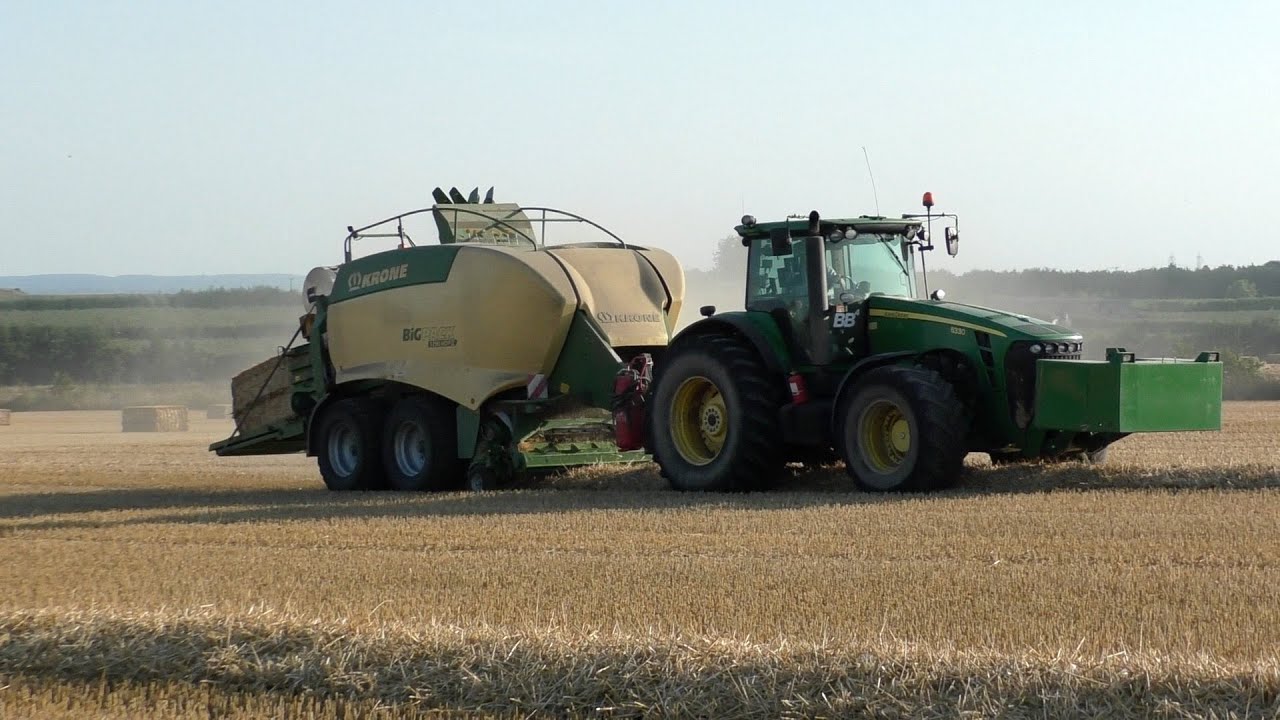 Wheat Straw Baling with John Deere 8330 & Krone BigPack Square Baler