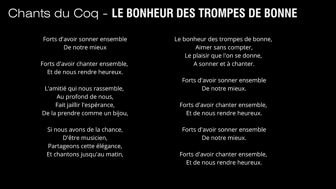 Chants du Coq - LE BONHEUR DES TROMPES DE BONNE
