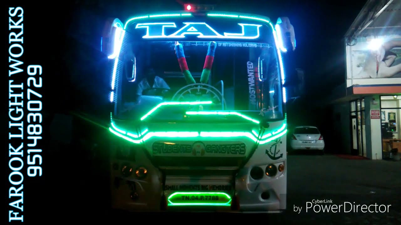 Taj tours and travels | tamilnadu tourist bus | name board light | strip light work