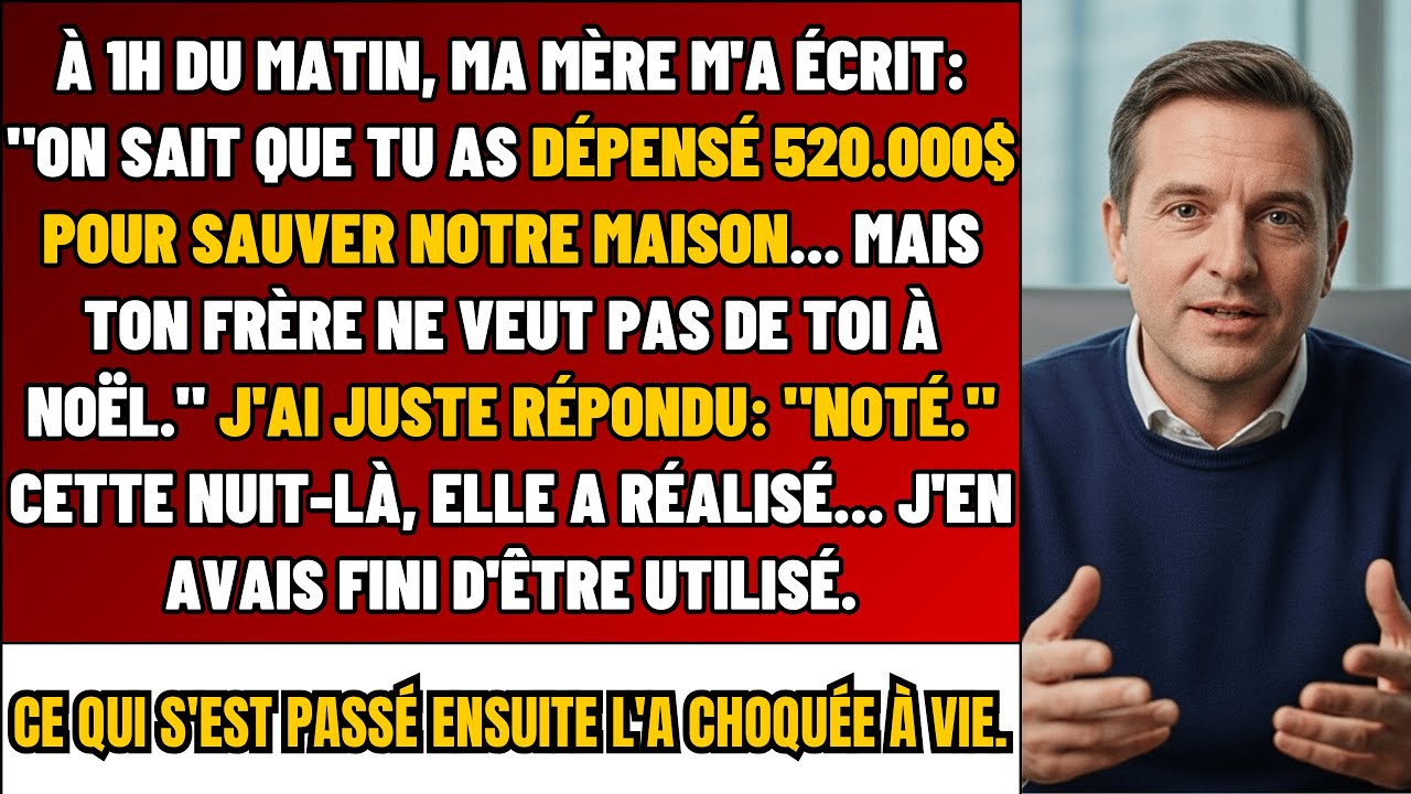 "Ne viens pas à Noël,c'est ton frère commande" Mère m’a envoyé après que j’ai payé toutes ses dettes