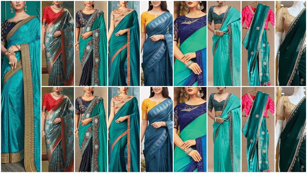Peacock Green Saree Contrast Blouse 2026 | Best Color Combination Blouse for Peacock Green Saree