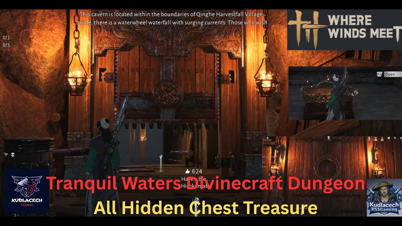 Tranquil Waters Divinecraft Dungeon Walkthrough - All Hidden Chest Treasure Behind Wooden Door