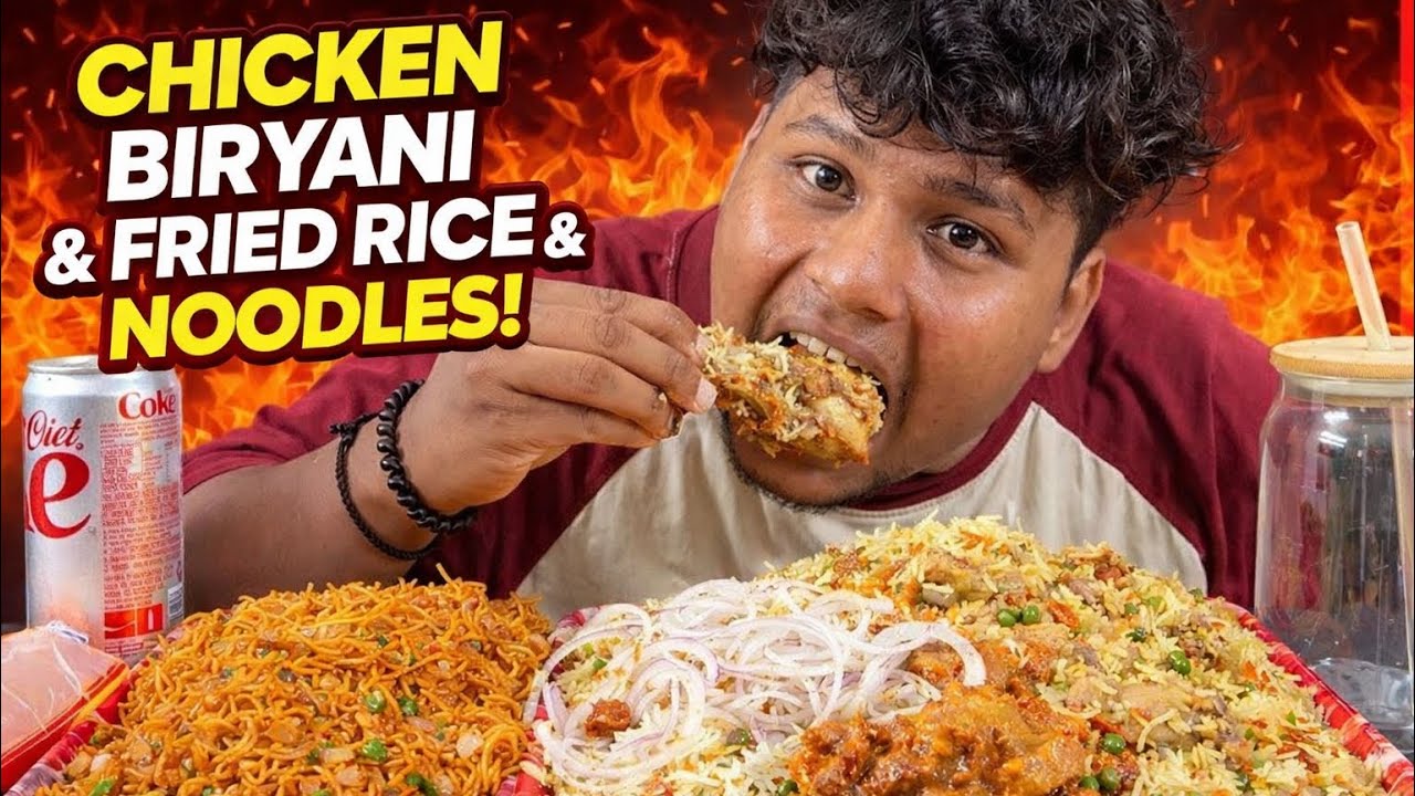 Eating Chicken Biryani , Chicken fried rice , Chicken noodles #mukbang #eatingshow #asmreating #asmr