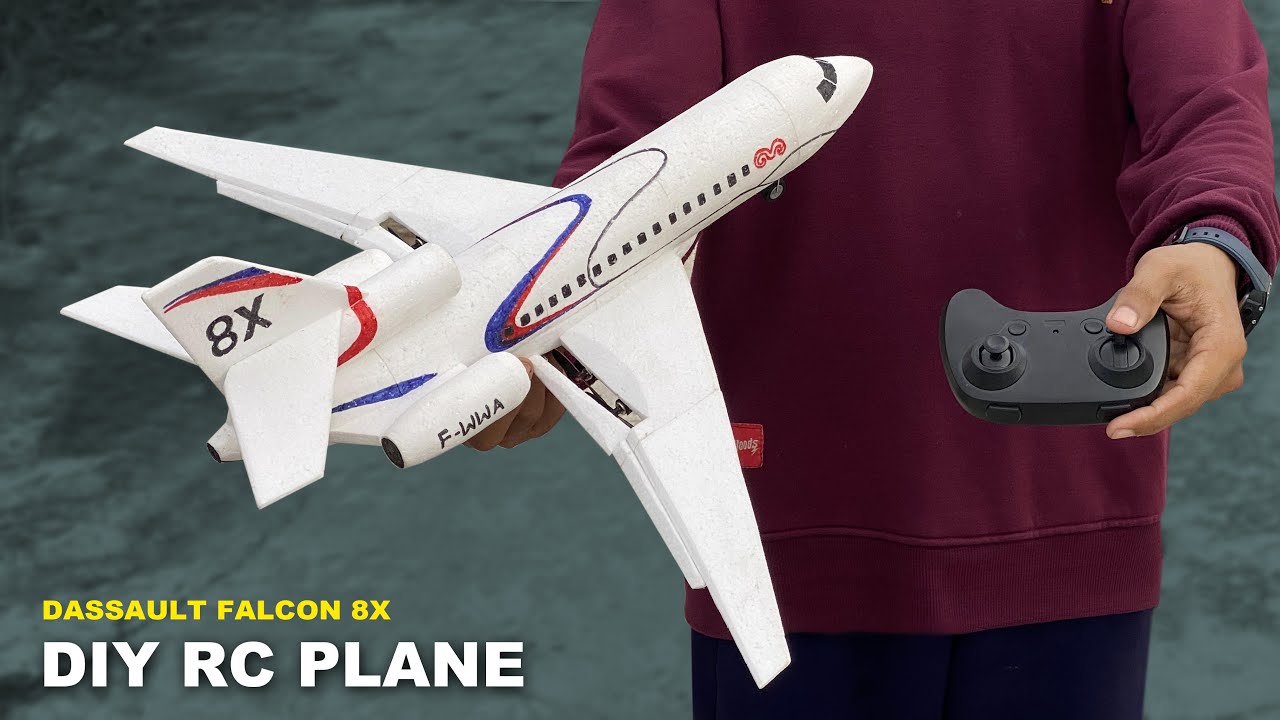 Build and fly an RC plane from foam waste | Dassault falcon 8X