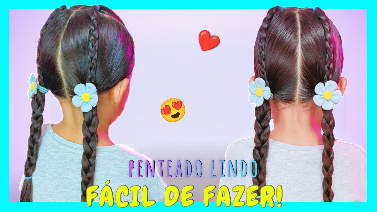 PENTEADO FÁCIL COM TRANÇAS | penteado infantil | penteado de criança