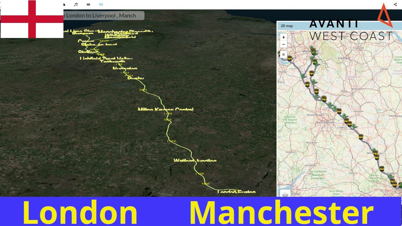 Simulate a Pendolino journey from London to Manchester  with real maps and relaxing musics.
