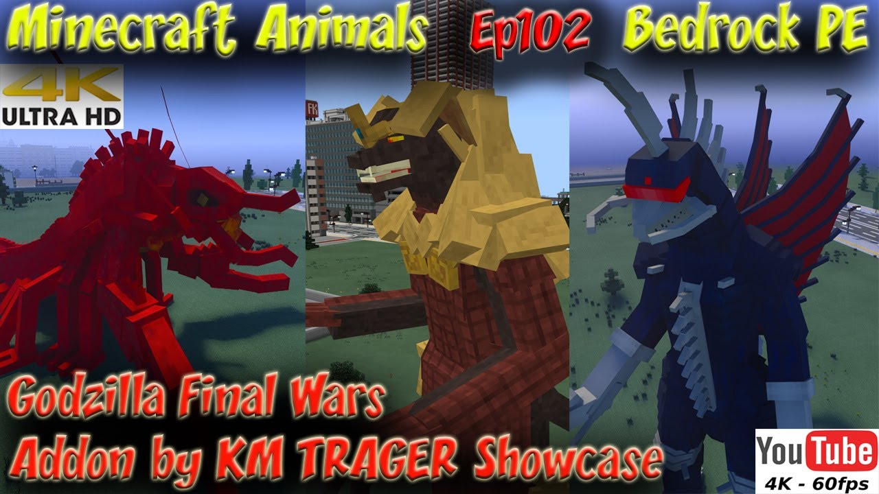 Godzilla Final Wars Addon KM TRAGER Kaiju Showcase Godzilla Addon Bedrock PE Minecraft Animals Ep102