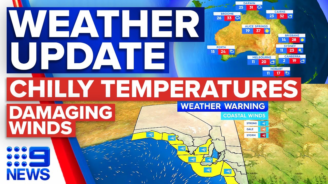 Chilly conditions across NSW, Severe wind warning | 9 News Australia