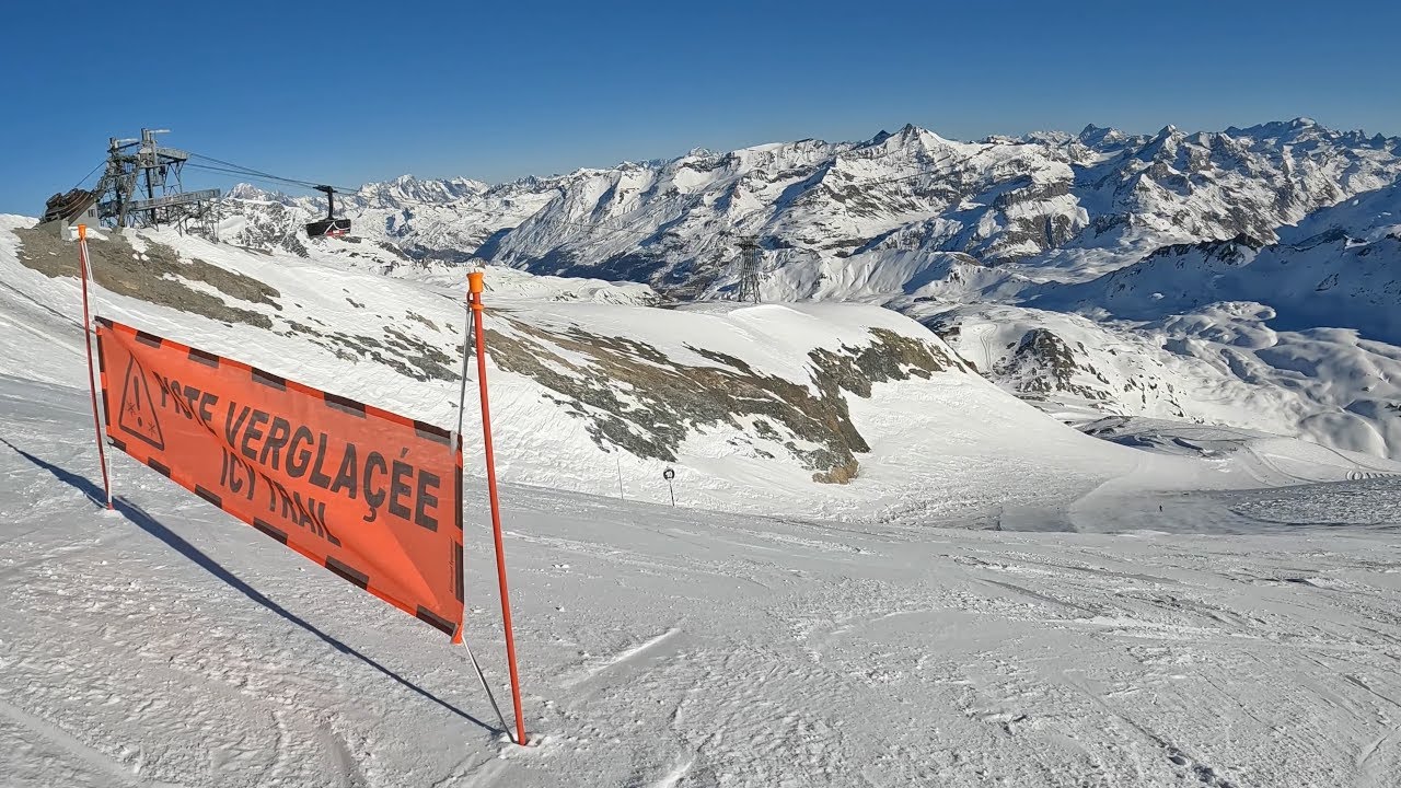 Snowboarding in Tignes from La Grande Motte via Glacier and Rimaye