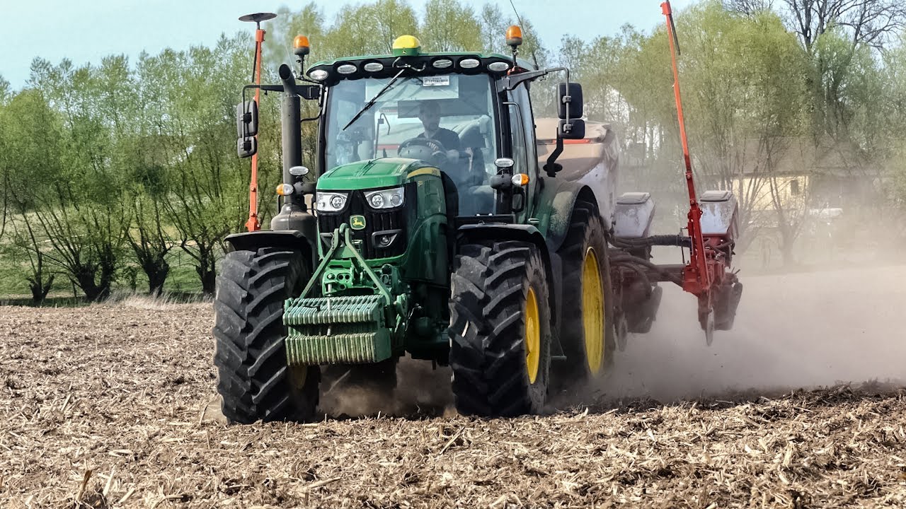 Siew kukurydzy 2020 - John Deere 6155R Kuhn,  *GR Domański