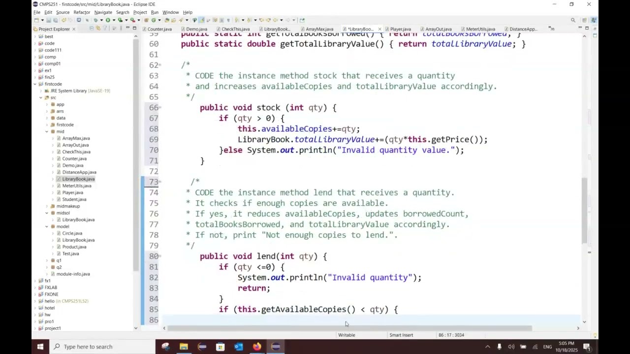 Объектно-ориентированное программирование — Java — пример промежуточного экзамена, часть 2