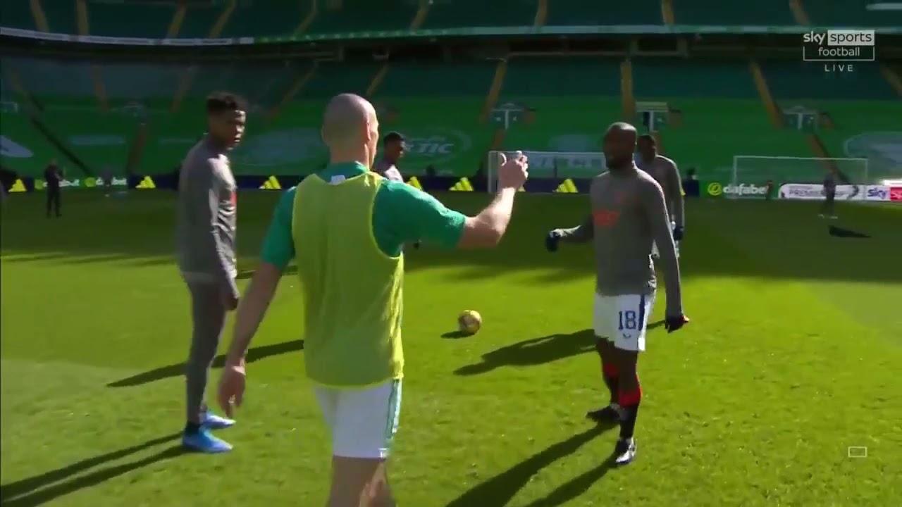 Scott Brown offers his support to Glen Kamara (Celtic v Rangers 21/3/21)