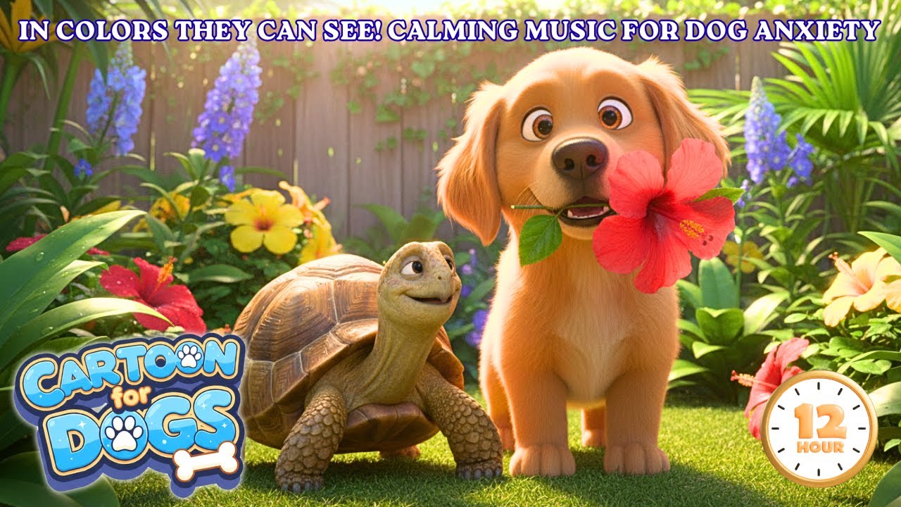 Music Cartoon for Dogs to Watch, in Colors They Can See! 🐾🐶 Anti-Separation Anxiety TV for Dogs