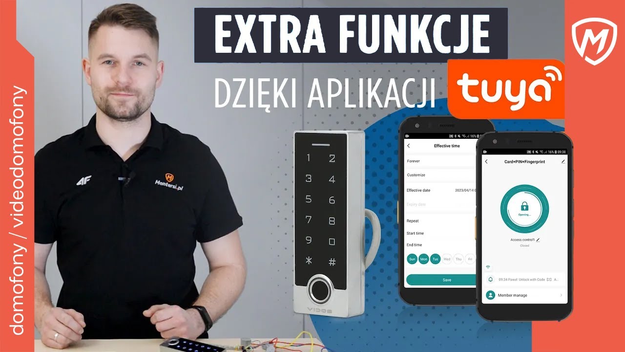 Rejestracja czasu pracy przez zamek szyfrowy i inne możliwości ZS44-X przy użyciu aplikacji Tuya.