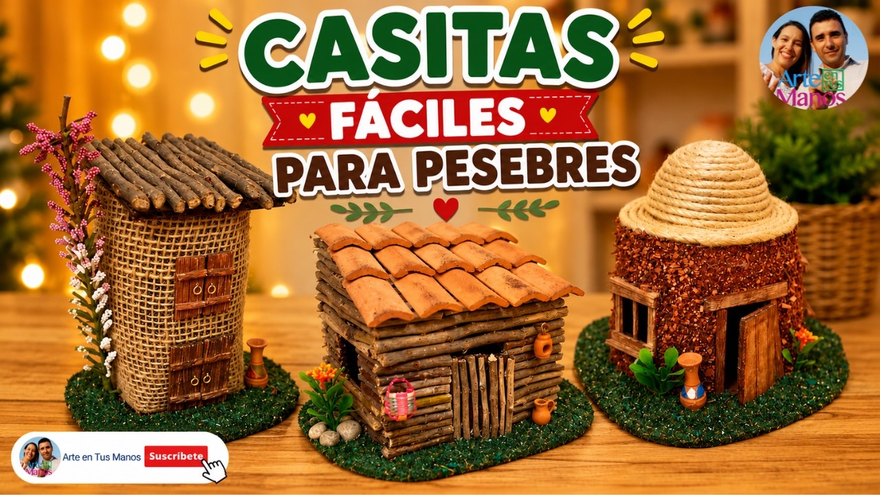 🔴Cómo Hacer TRES CASAS FÁCILES Con Material Reciclado, para PESEBRES | Ideas Arte en Tus Manos