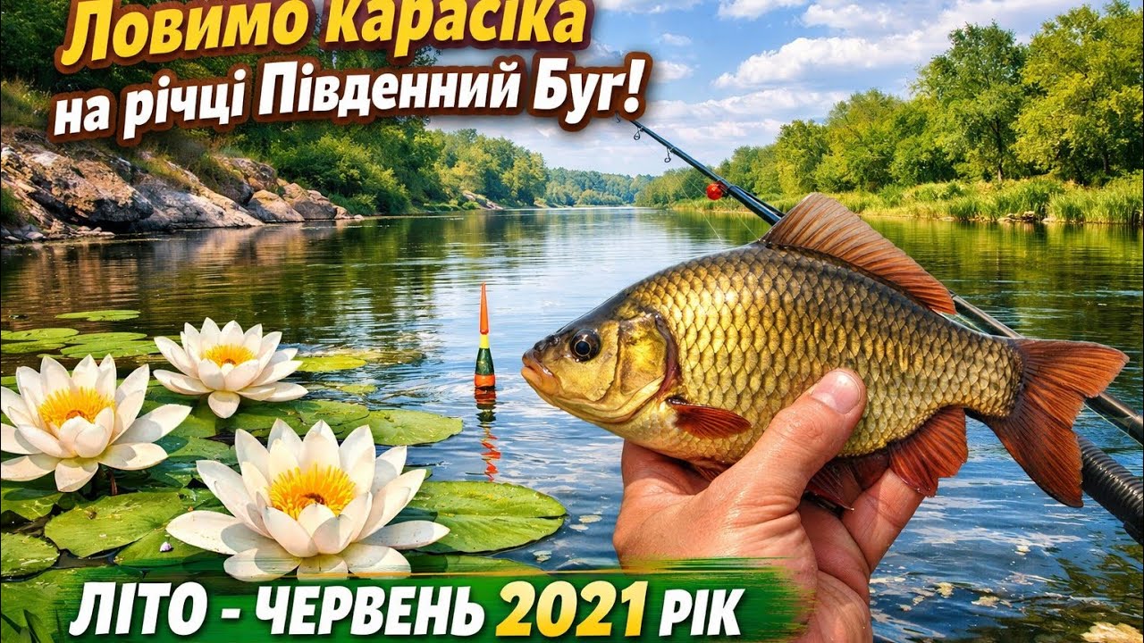 Ловимо карасіка на річці Південний Буг. Літо – червень 2021 рік. We catch carp on the Southern Bug