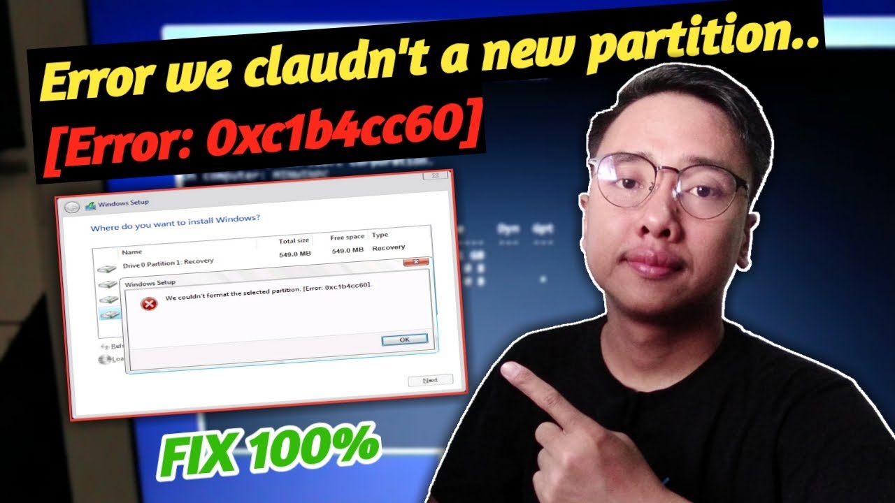 How to Solve We couldn't create a new partition [Error : 0xc1b4cc60] When Installing Windows