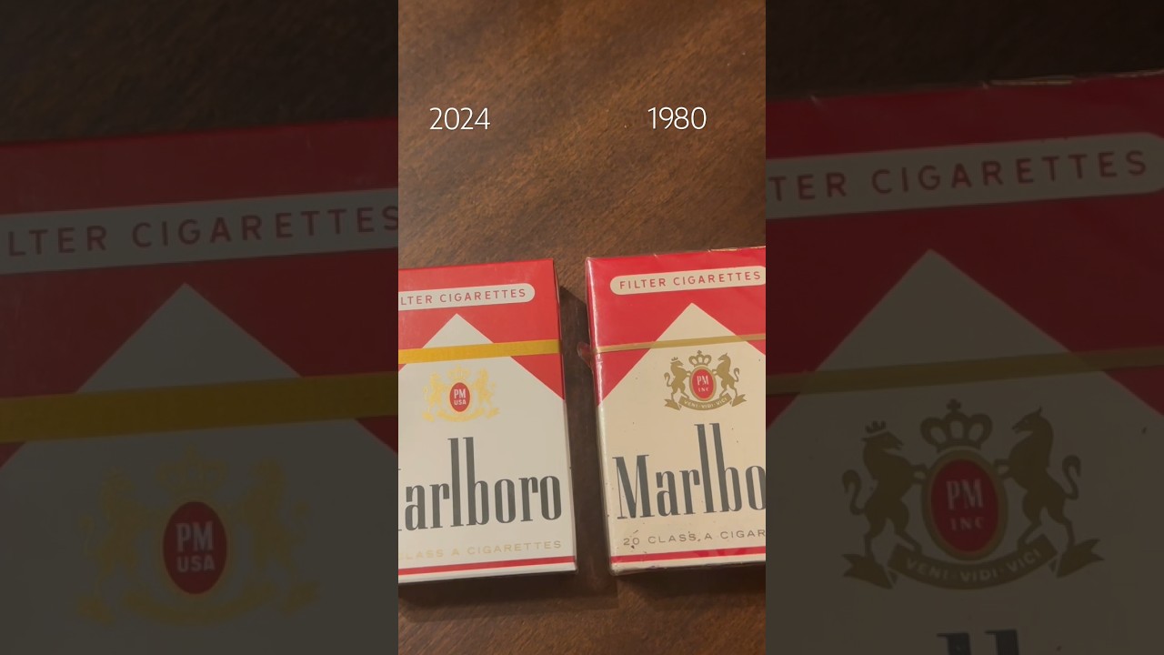Vintage 1980s Marlboro red cigarettes vs expensive new pack game of spot the difference