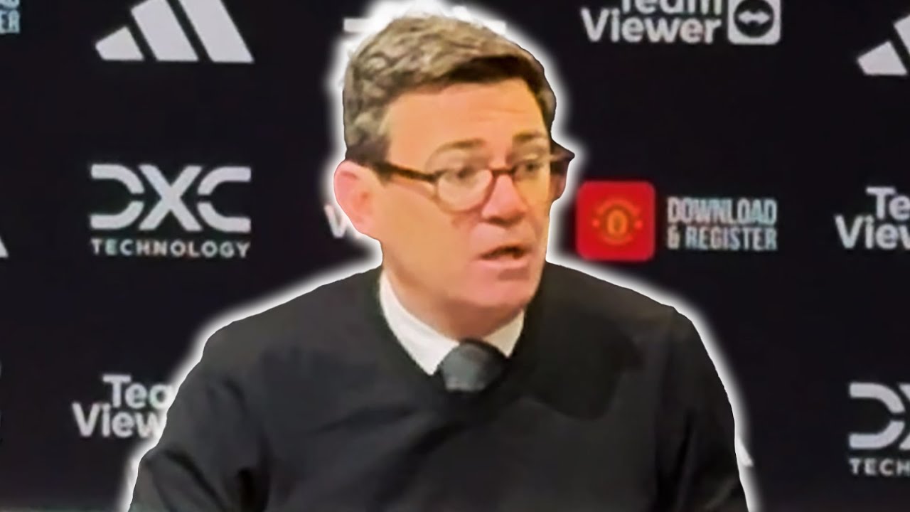 Manchester Mayor Andy Burnham press conference on the redevelopment of Old Trafford