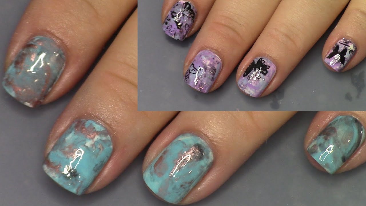 Nail Art 101: Smoosh Mani and Turquoise Stone Nails
