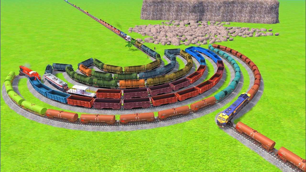 SNAKE 🐍😵 TRACKS RICKY CROSSING AND BUMPY CROSSING OF A GOODS TRAIN ON FULL HIGH CURVE TRACK| Trains|