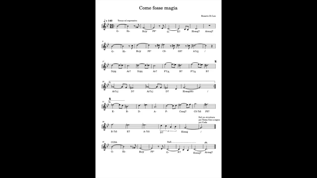 Come fosse magia - Rosario Di Leo (lead sheet)