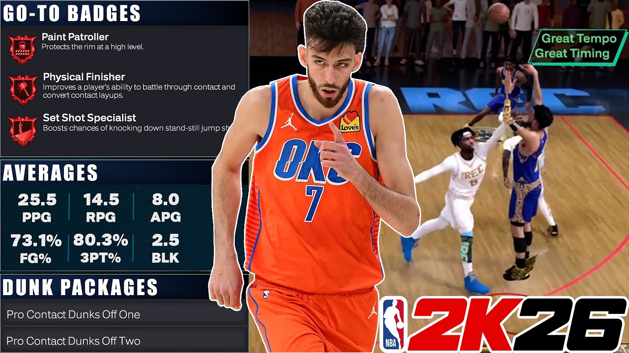 Этот билд Чета Холмгрена ростом 213 см, настоящий полубог, в NBA 2K26 просто невероятен! Лучший б...